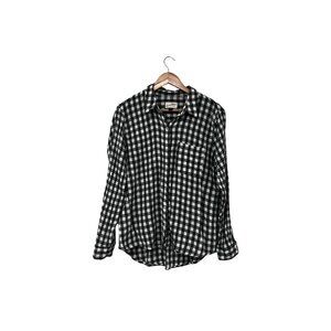 Universal Thread Women's Green and White Gingham Button Down Blouse Size L